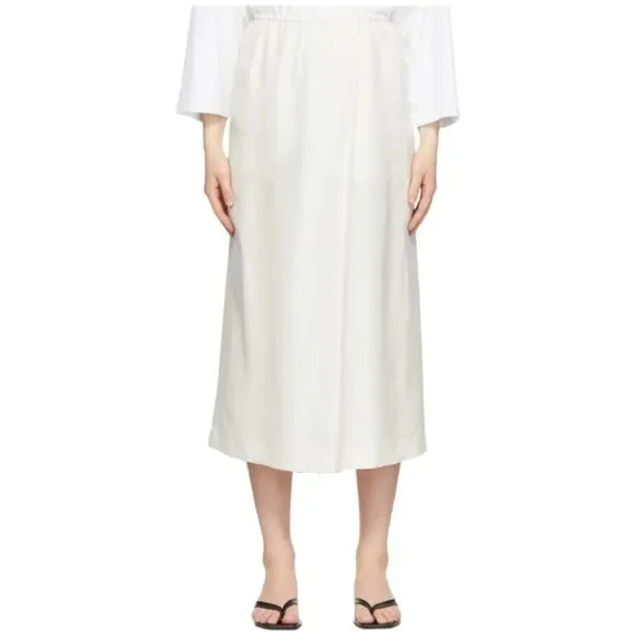 NWT Toteme Habitual Wrap Wide Leg 100% Silk Ivory Trousers Rare Find SZ EU 32 - Picture 6 of 13